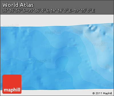 Political 3D Map of the Area around 36° 1' 30" S, 18° 46' 29" E