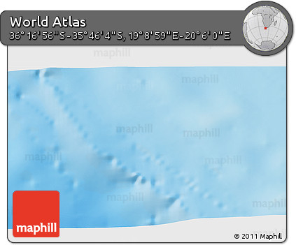 Physical 3D Map of the Area around 36° 1' 30" S, 19° 37' 30" E