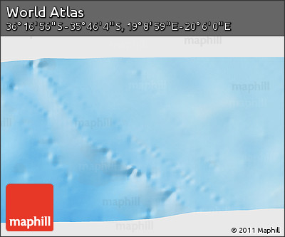 Physical 3D Map of the Area around 36° 1' 30" S, 19° 37' 30" E