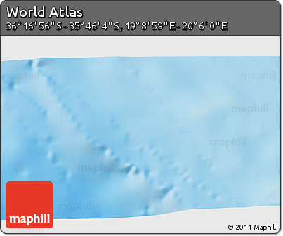 Physical 3D Map of the Area around 36° 1' 30" S, 19° 37' 30" E
