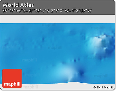 Physical 3D Map of the Area around 36° 1' 30" S, 1° 37' 30" W