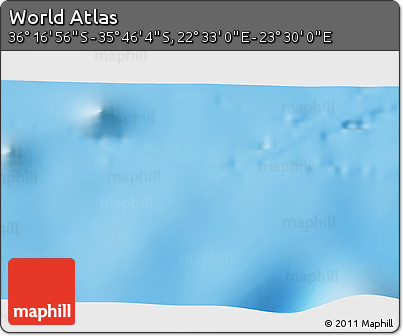 Physical 3D Map of the Area around 36° 1' 30" S, 23° 1' 29" E