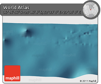 Satellite 3D Map of the Area around 36° 1' 30" S, 23° 1' 29" E