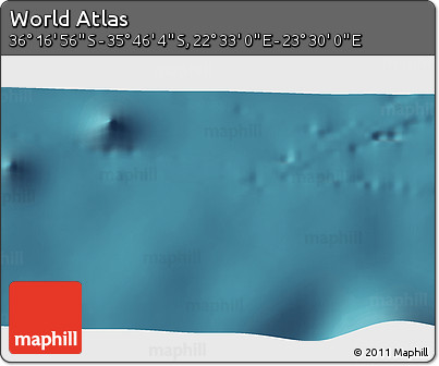 Satellite 3D Map of the Area around 36° 1' 30" S, 23° 1' 29" E