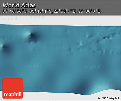 Satellite 3D Map of the Area around 36° 1' 30" S, 23° 1' 29" E