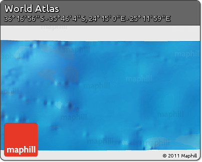 Physical 3D Map of the Area around 36° 1' 30" S, 24° 43' 30" E