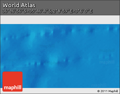 Physical 3D Map of the Area around 36° 1' 30" S, 2° 37' 30" E
