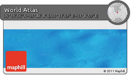 Physical Panoramic Map of the Area around 36° 1' 30" S, 30° 40' 29" E