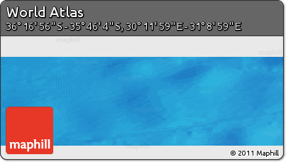 Physical Panoramic Map of the Area around 36° 1' 30" S, 30° 40' 29" E