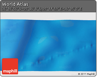 Physical 3D Map of the Area around 36° 1' 30" S, 35° 46' 29" E