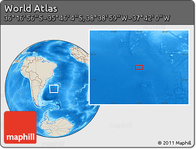 Shaded Relief Location Map of the Area around 36° 1' 30" S, 38° 10' 29" W