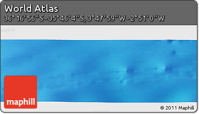 Shaded Relief Panoramic Map of the Area around 36° 1' 30" S, 3° 19' 30" W
