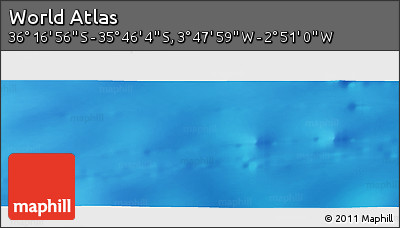 Shaded Relief Panoramic Map of the Area around 36° 1' 30" S, 3° 19' 30" W