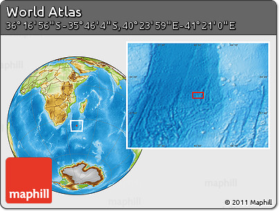 Physical Location Map of the Area around 36° 1' 30" S, 40° 52' 30" E