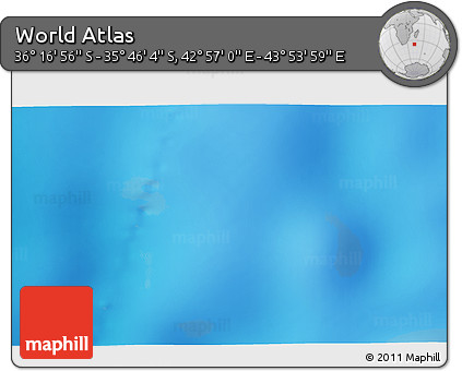 Physical 3D Map of the Area around 36° 1' 30" S, 43° 25' 29" E