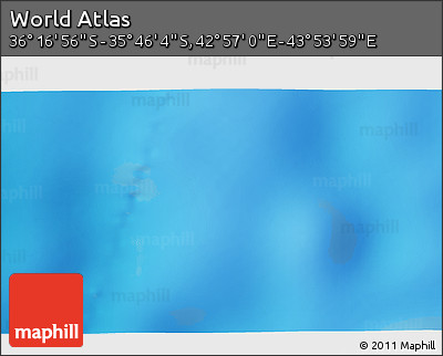 Physical 3D Map of the Area around 36° 1' 30" S, 43° 25' 29" E