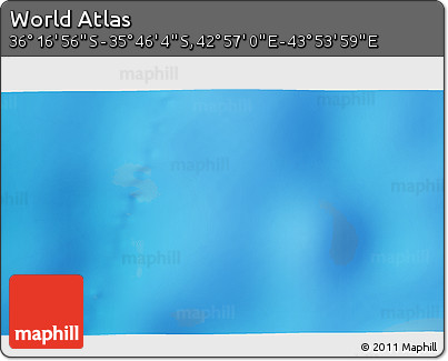 Physical 3D Map of the Area around 36° 1' 30" S, 43° 25' 29" E