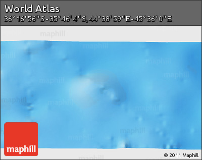 Physical 3D Map of the Area around 36° 1' 30" S, 45° 7' 30" E
