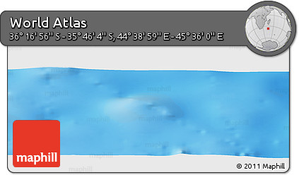 Physical Panoramic Map of the Area around 36° 1' 30" S, 45° 7' 30" E