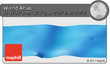 Physical Panoramic Map of the Area around 36° 1' 30" S, 48° 31' 29" E