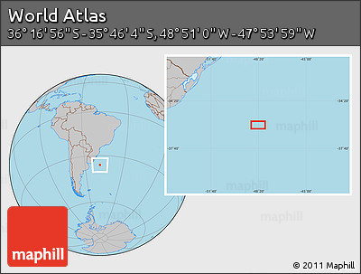 Gray Location Map of the Area around 36° 1' 30" S, 48° 22' 30" W
