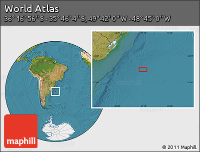 Satellite Location Map of the Area around 36° 1' 30" S, 49° 13' 30" W