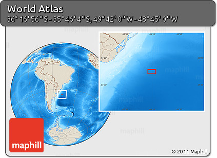 Shaded Relief Location Map of the Area around 36° 1' 30" S, 49° 13' 30" W