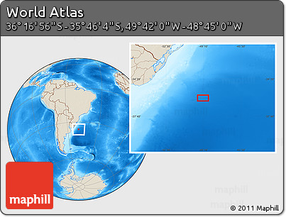 Shaded Relief Location Map of the Area around 36° 1' 30" S, 49° 13' 30" W
