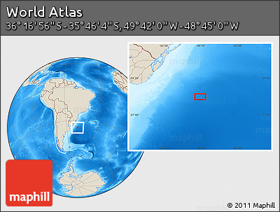 Shaded Relief Location Map of the Area around 36° 1' 30" S, 49° 13' 30" W