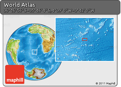 Physical Location Map of the Area around 36° 1' 30" S, 4° 10' 30" W