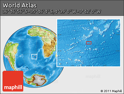 Physical Location Map of the Area around 36° 1' 30" S, 4° 10' 30" W