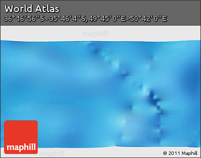 Physical 3D Map of the Area around 36° 1' 30" S, 50° 13' 30" E