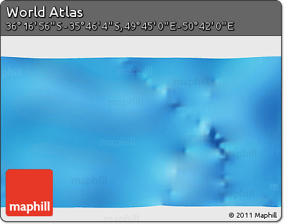 Physical 3D Map of the Area around 36° 1' 30" S, 50° 13' 30" E