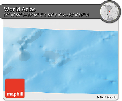 Physical 3D Map of the Area around 36° 1' 30" S, 52° 37' 30" W