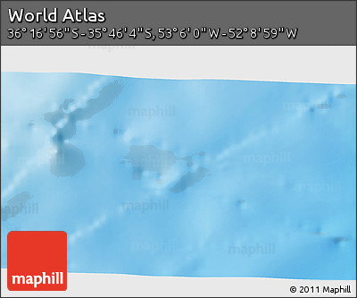 Physical 3D Map of the Area around 36° 1' 30" S, 52° 37' 30" W