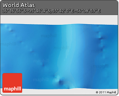Physical 3D Map of the Area around 36° 1' 30" S, 56° 10' 29" E