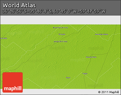 Physical 3D Map of the Area around 36° 1' 30" S, 60° 16' 29" W