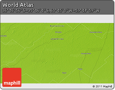 Physical 3D Map of the Area around 36° 1' 30" S, 60° 16' 29" W