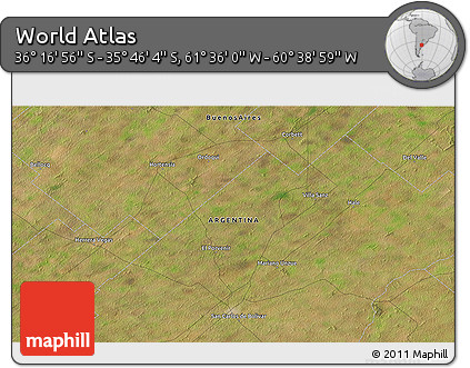 Satellite 3D Map of the Area around 36° 1' 30" S, 61° 7' 30" W