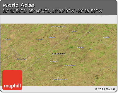 Satellite 3D Map of the Area around 36° 1' 30" S, 61° 7' 30" W