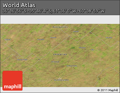 Satellite 3D Map of the Area around 36° 1' 30" S, 61° 7' 30" W