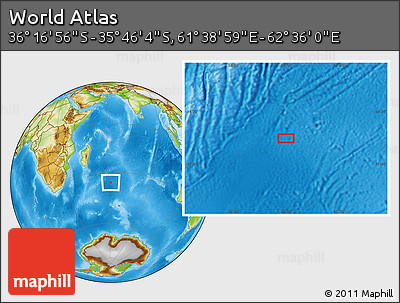 Physical Location Map of the Area around 36° 1' 30" S, 62° 7' 30" E