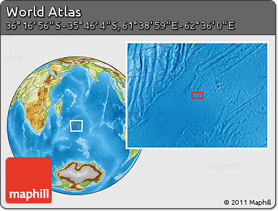 Physical Location Map of the Area around 36° 1' 30" S, 62° 7' 30" E