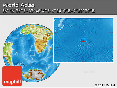 Physical Location Map of the Area around 36° 1' 30" S, 6° 52' 30" E