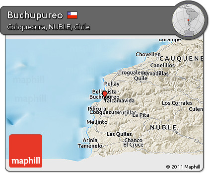 Shaded Relief Panoramic Map of Buchupureo