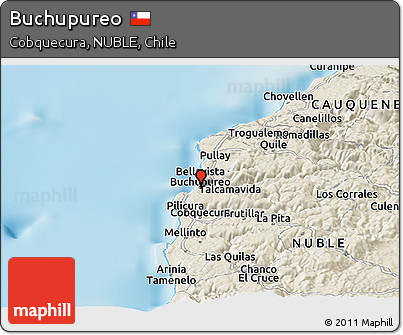 Shaded Relief Panoramic Map of Buchupureo