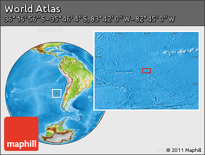 Physical Location Map of the Area around 36° 1' 30" S, 83° 13' 29" W
