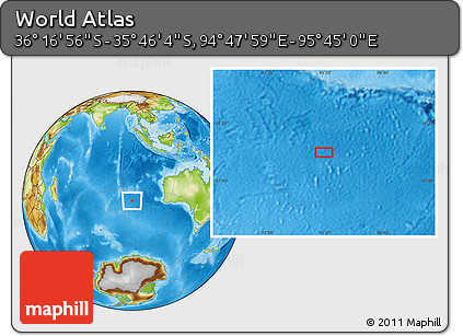 Physical Location Map of the Area around 36° 1' 30" S, 95° 16' 30" E