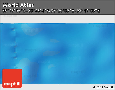 Physical 3D Map of the Area around 36° 1' 30" S, 97° 49' 29" E