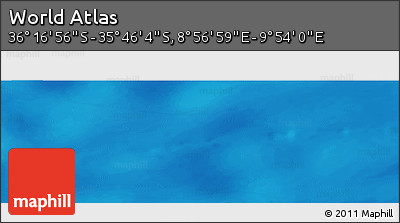 Physical Panoramic Map of the Area around 36° 1' 30" S, 9° 25' 30" E